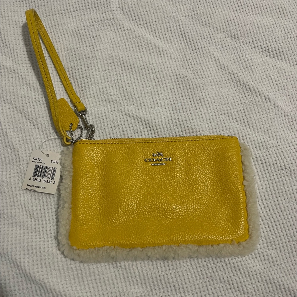 New Coach yellow Wristlet